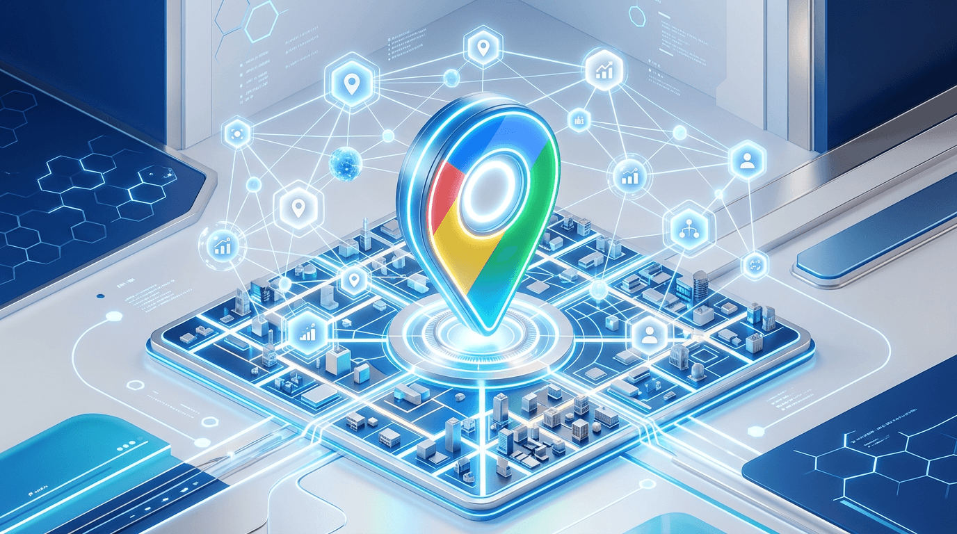 3D Google Maps Pin with digital nodes